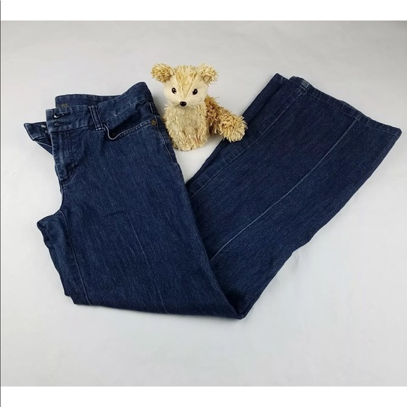 MICHAEL KORS women's Blue Dark Wash Wide Leg Jeans - Picture 2 of 5